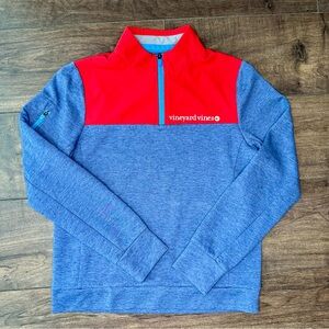 Vineyard Vines Performance Quarter Zip Pullover - Boys Large - Red & Blue